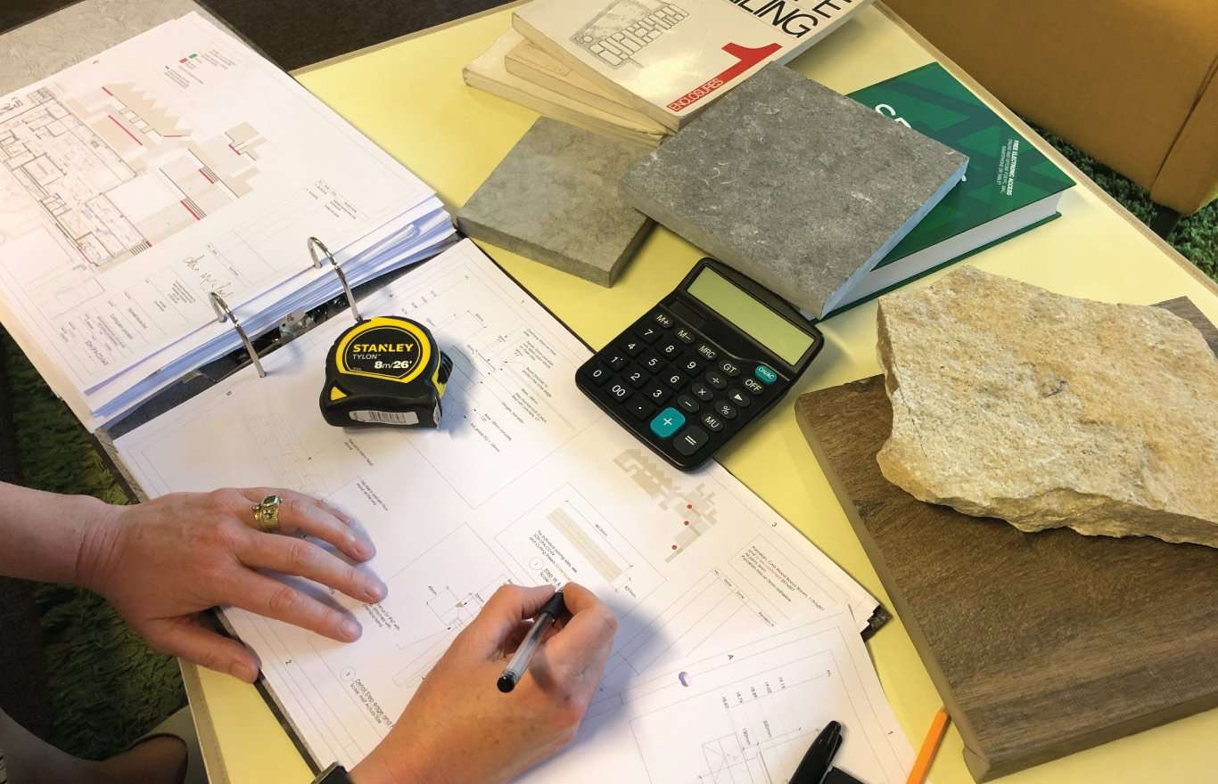 Garden designer Ann-Marie Powell working in the studio